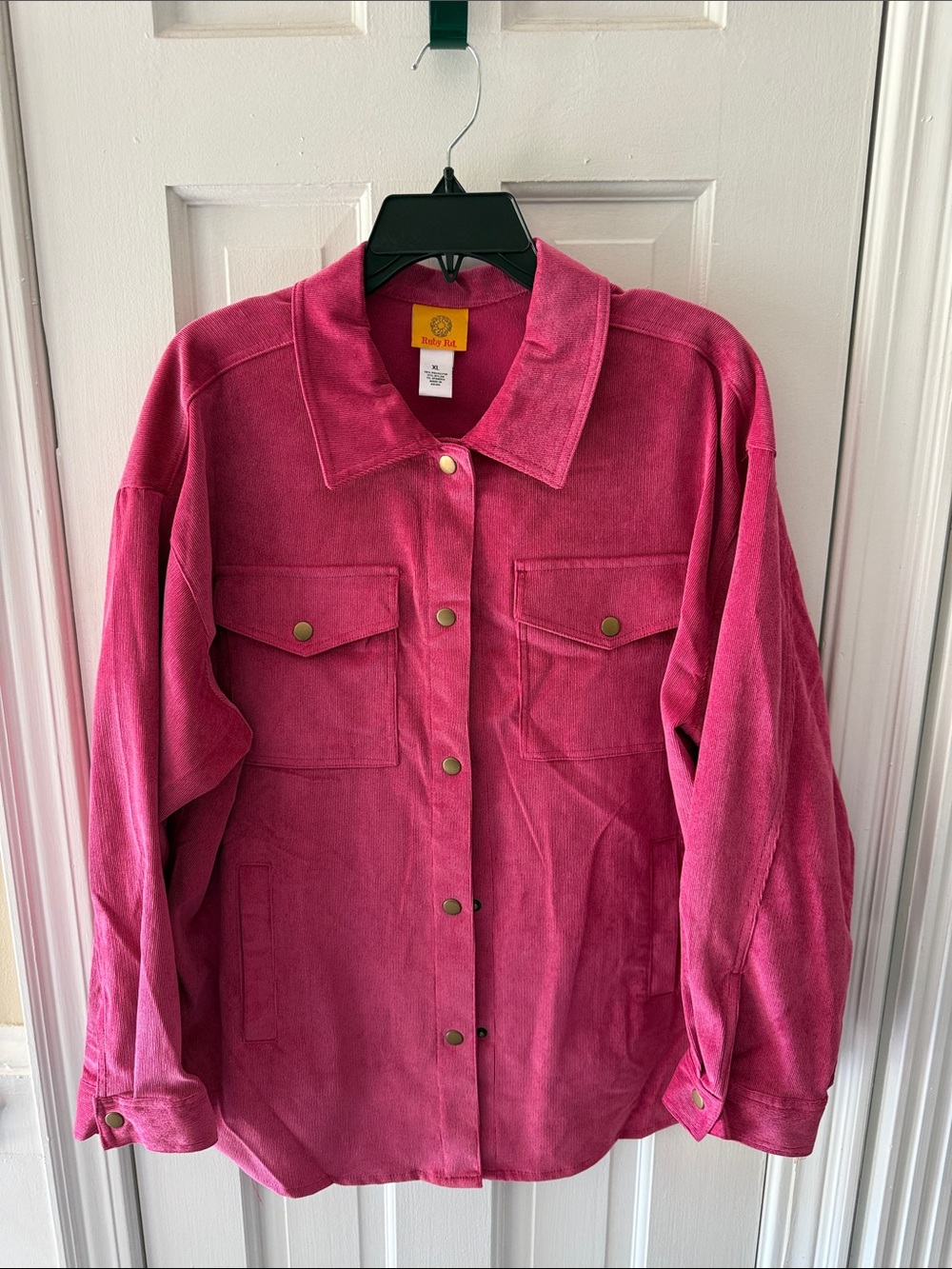 Ruby Rd. Hot Pink Corduroy Utility Jacket